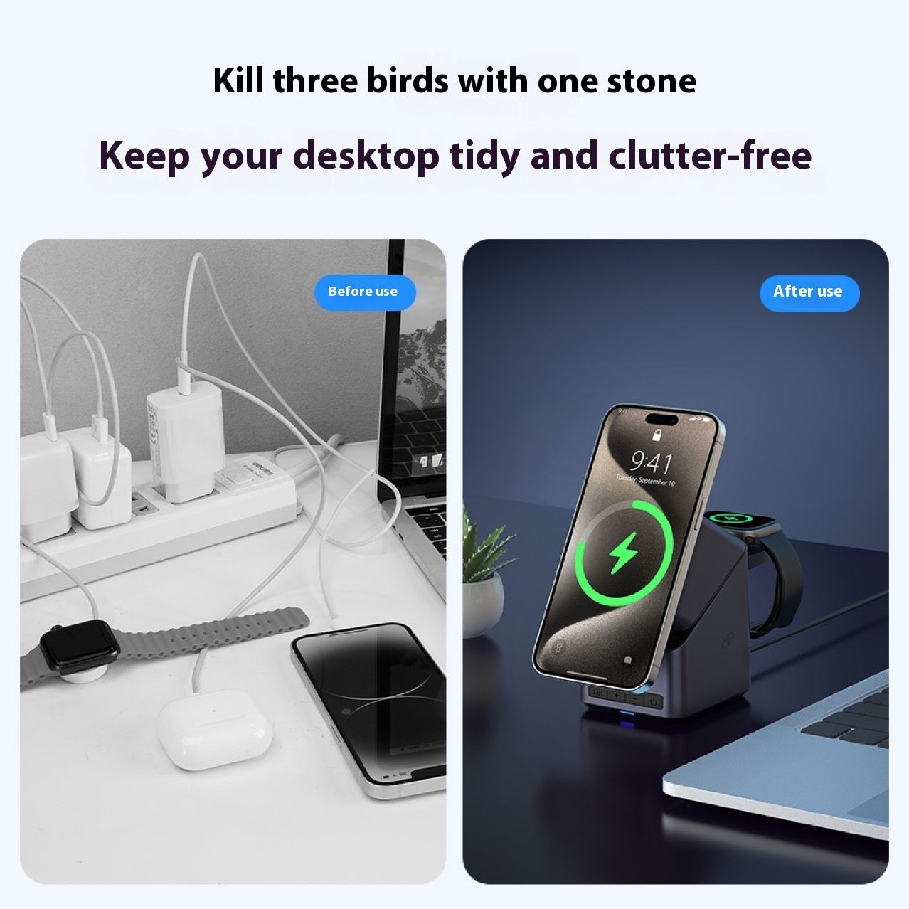 Touch Rotation Charger With Clock