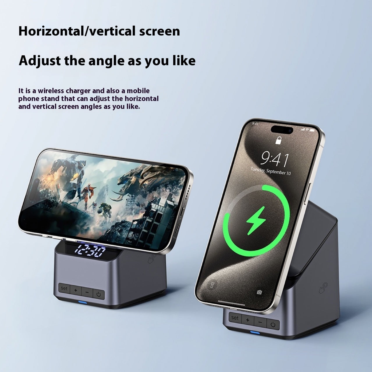 Touch Rotation Charger With Clock