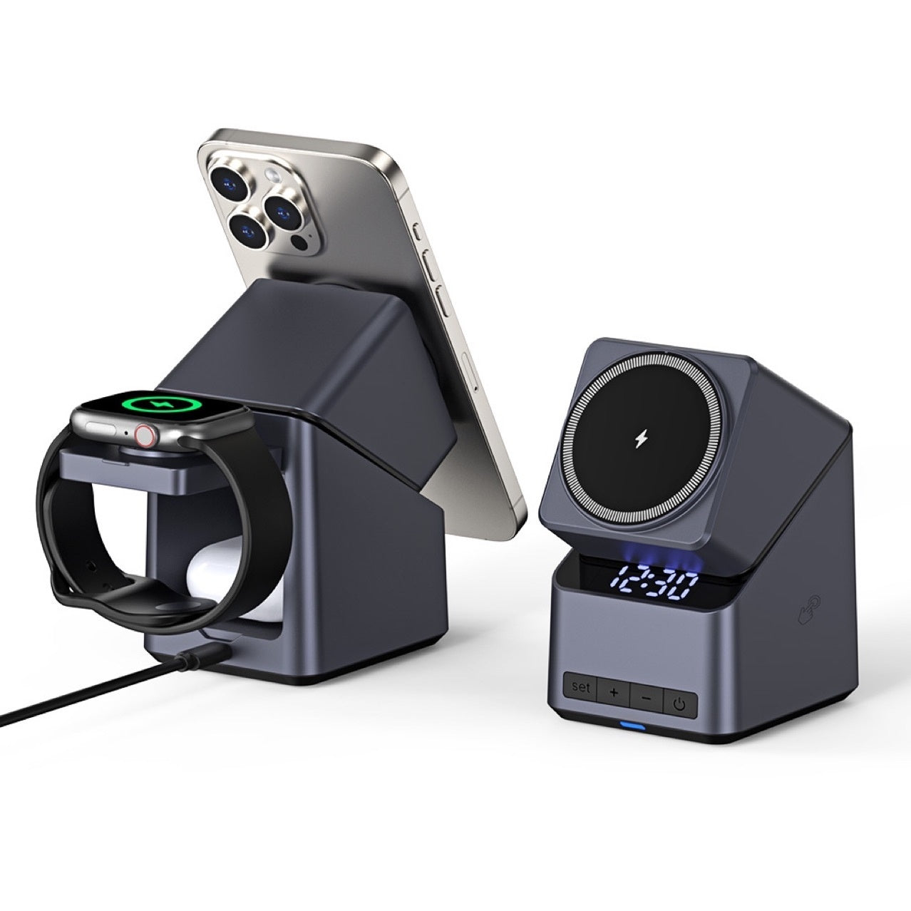 Touch Rotation Charger With Clock